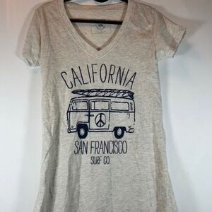City Wear - Women's California San Francisco Surf Co. V-Neck Tee (Cream)